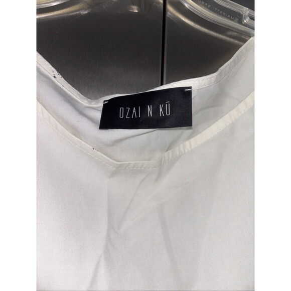 Ozai N Ku dress 82-8056 Viscose Linen One Size Pullover Ivory Paint Splatter - Picture 5 of 11